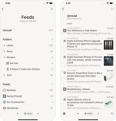 Reeder 5 aplicativos leitura RSS