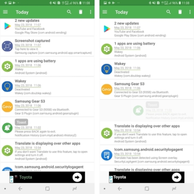 Print do app Notification History